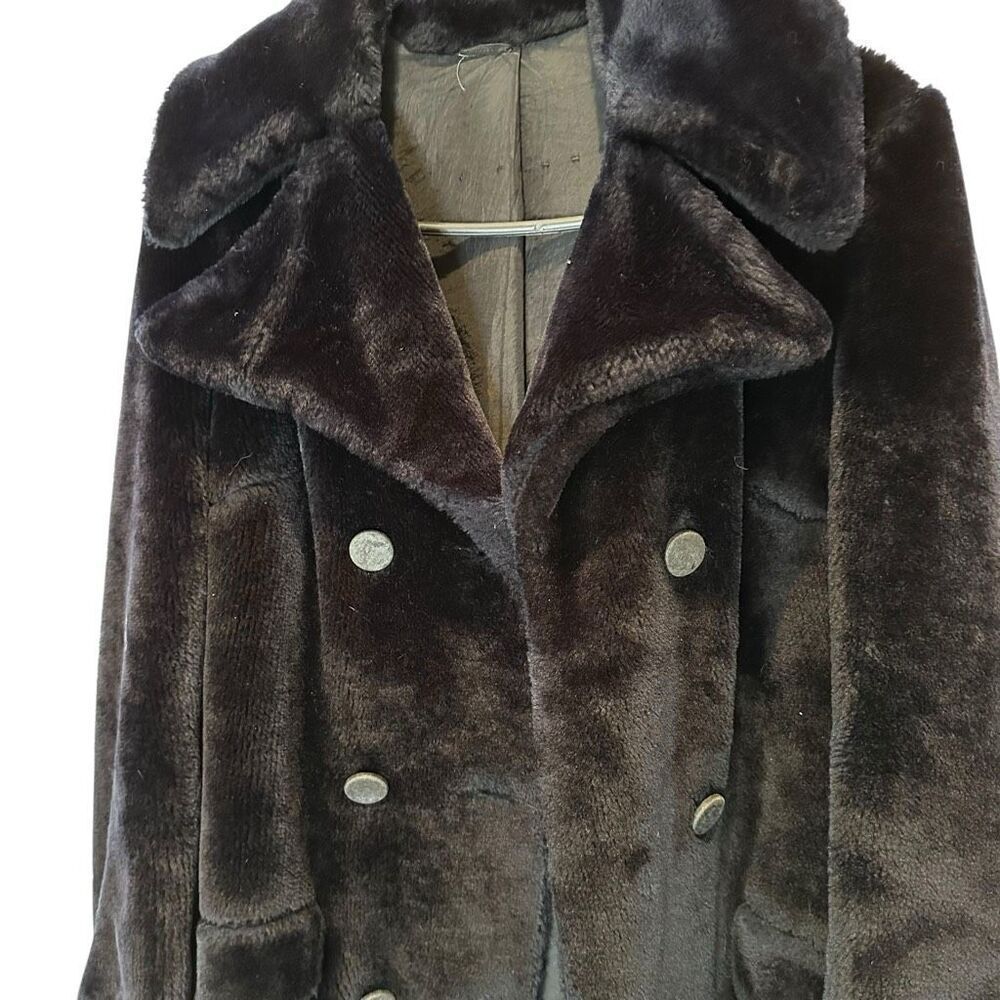 Vintage Lady Barry Womens Faux Fur Coat Jacket Winter Warm Black Size 12